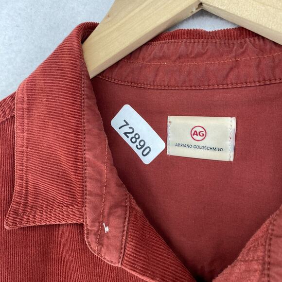 AG Shirt Mens M ADRIANO GOLDSCHMIED Corduroy Button Up 100% Cotton Utility Red - Picture 14 of 14